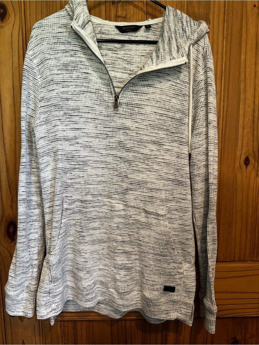 Outpost Men's Heather Light Gray Quarter-Zip Hooded Sweater